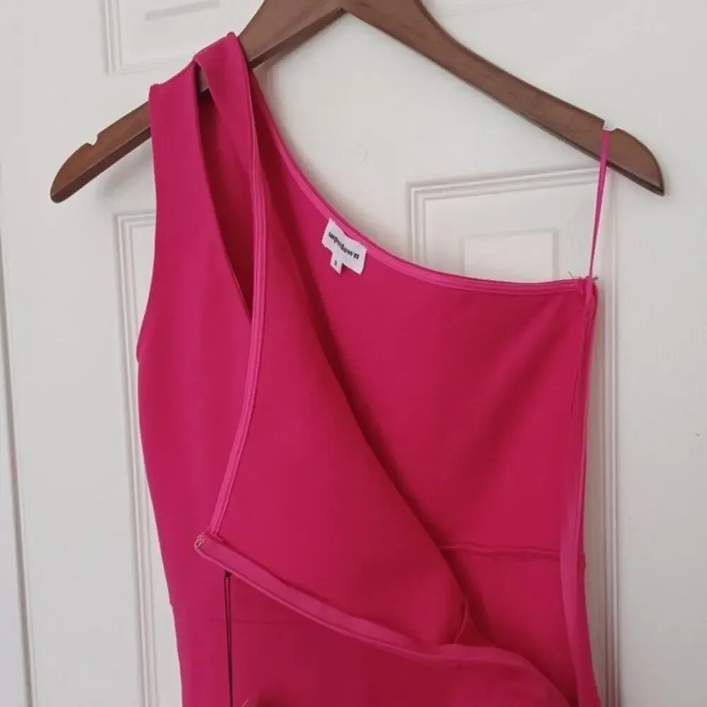 Superdown Nava One Shoulder Mini Dress Hot Pink Cut Out Small NWT - Picture 8 of 11
